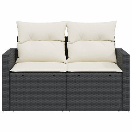 2-personers havesofa med hynder polyrattan sort