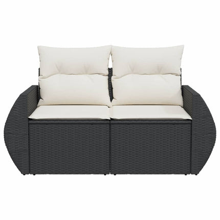 2-personers havesofa med hynder polyrattan sort