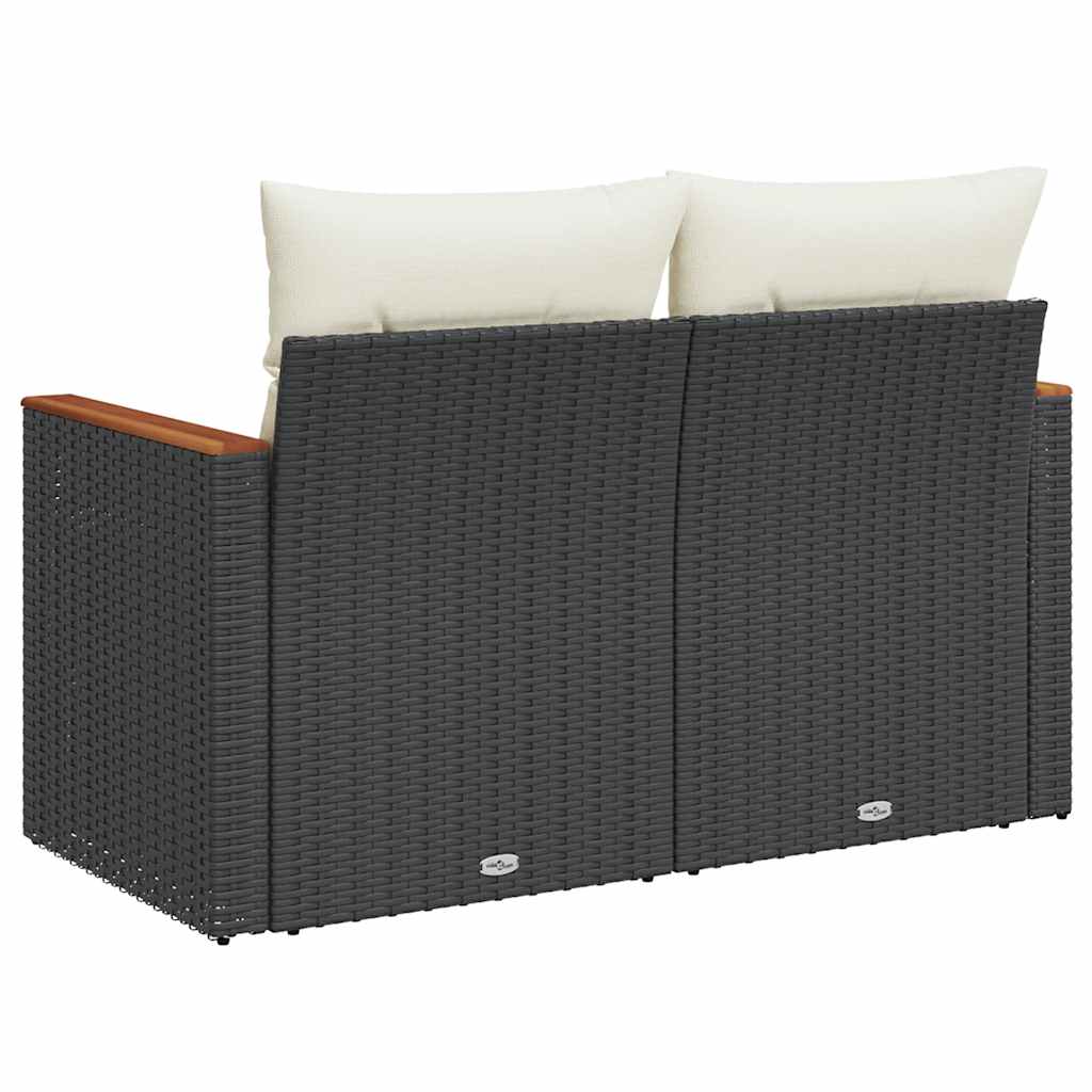 2-personers havesofa med hynder polyrattan sort
