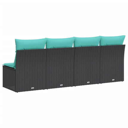 4-personers havesofa med hynder polyrattan sort
