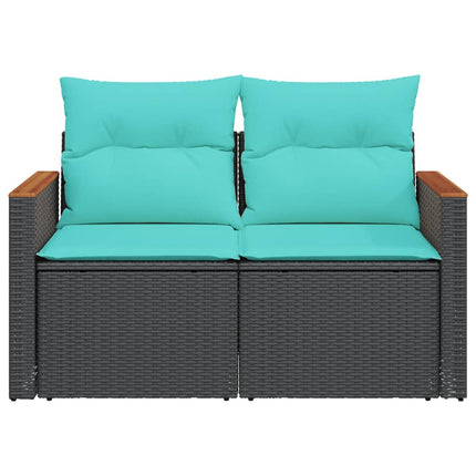 havesofa med hynder 2-personers sort polyrattan
