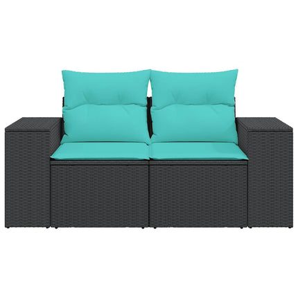 2-personers havesofa med hynder polyrattan sort