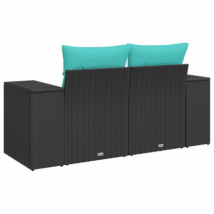 2-personers havesofa med hynder polyrattan sort