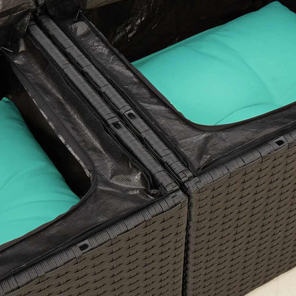 2-personers havesofa med hynder polyrattan sort