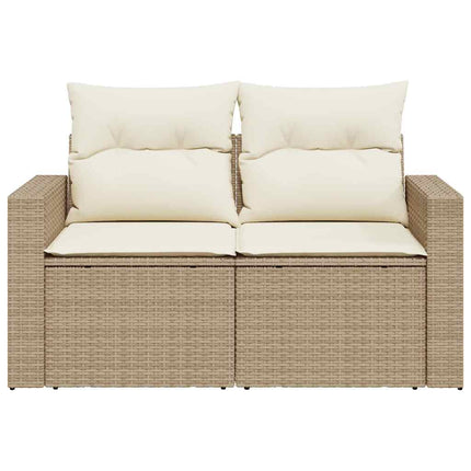 2-personers havesofa med hynder polyrattan beige