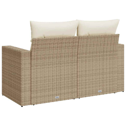 2-personers havesofa med hynder polyrattan beige