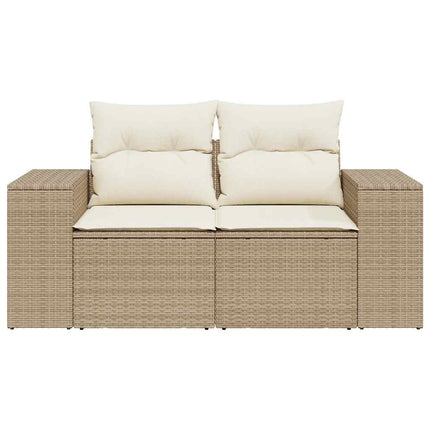 2-personers havesofa med hynder polyrattan beige