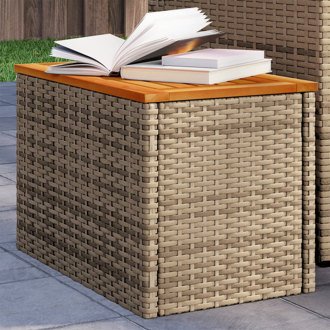 haveborde 2 stk. 55x34x37 cm polyrattan og massivt træ beige