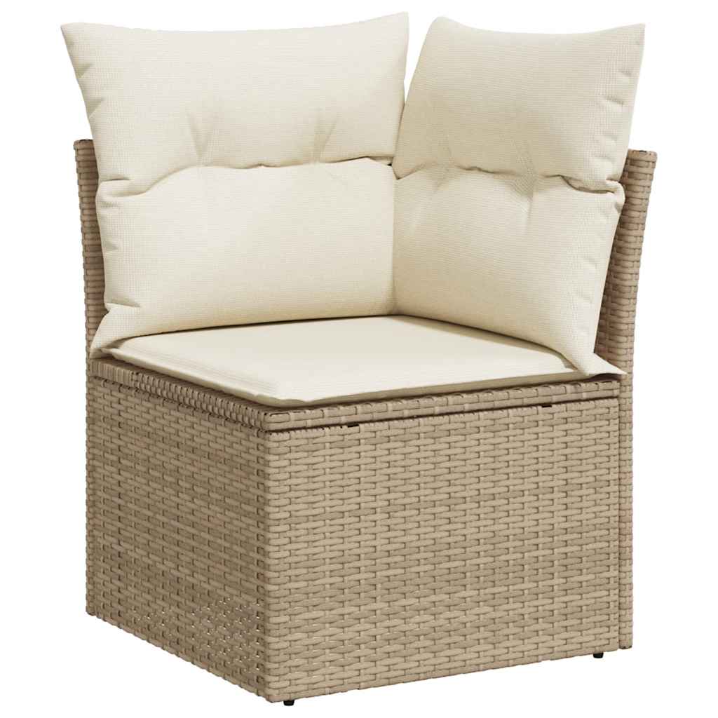 hjørnemodul til havesofa med hynder polyrattan beige