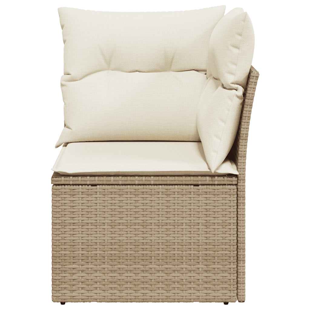 hjørnemodul til havesofa med hynder polyrattan beige