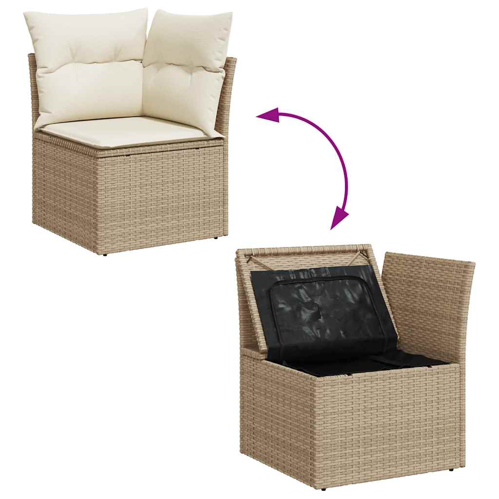 hjørnemodul til havesofa med hynder polyrattan beige