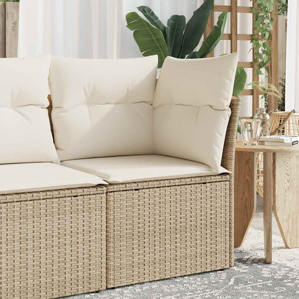 hjørnemodul til havesofa med hynder polyrattan beige