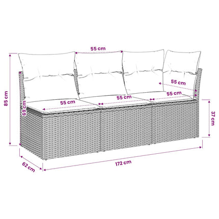 3-personers havesofa med hynder polyrattan beige
