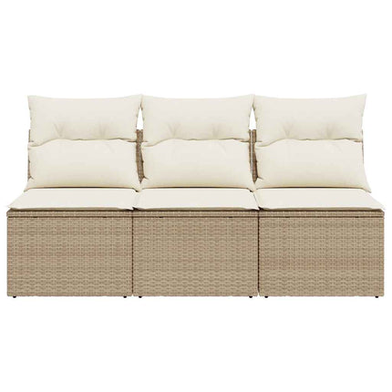 3-personers havesofa med hynder polyrattan beige