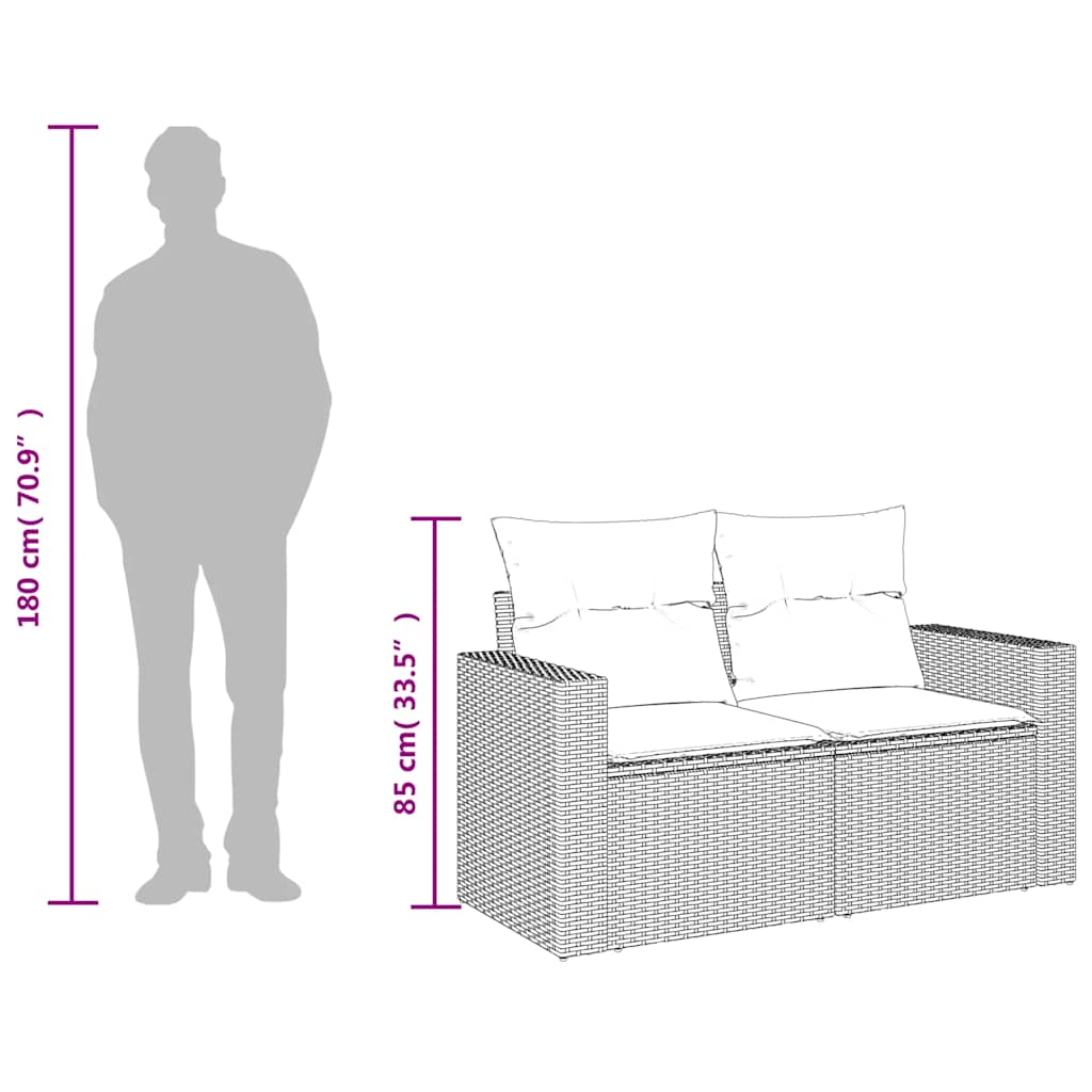 2-personers havesofa med hynder polyrattan beige