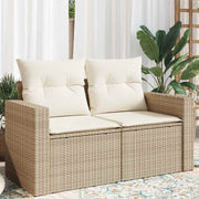 2-personers havesofa med hynder polyrattan beige