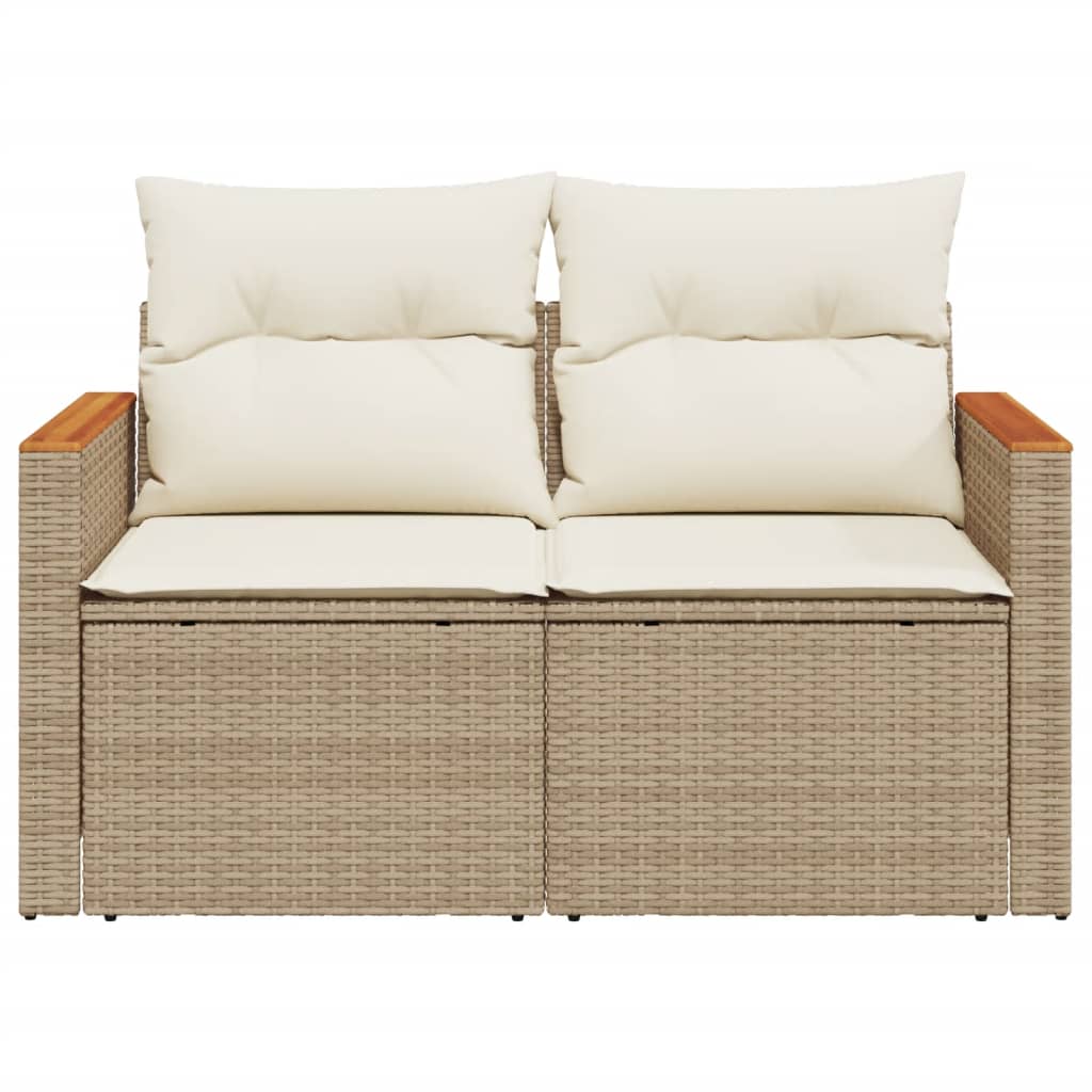 2-personers havesofa med hynder polyrattan beige