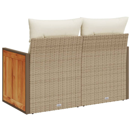 2-personers havesofa med hynder polyrattan beige