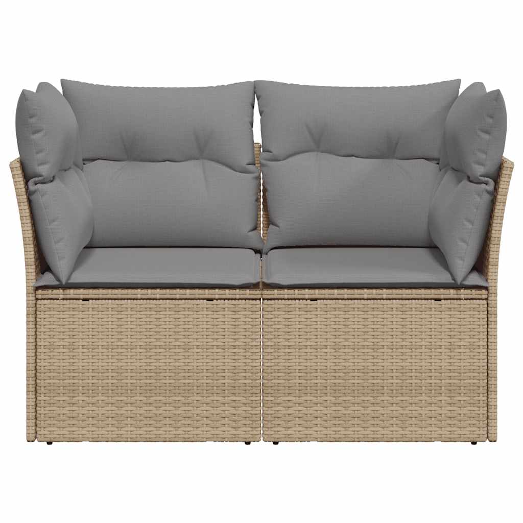 2-personers havesofa med hynder polyrattan beige