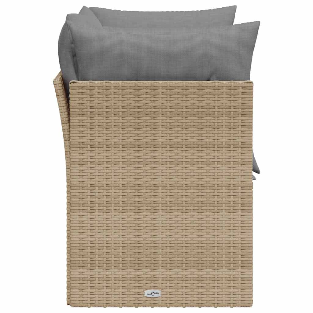 2-personers havesofa med hynder polyrattan beige