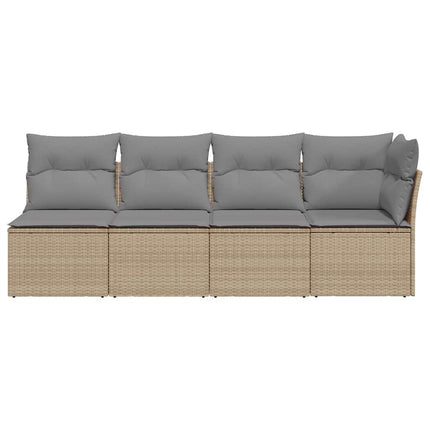4-personers havesofa med hynder polyrattan beige