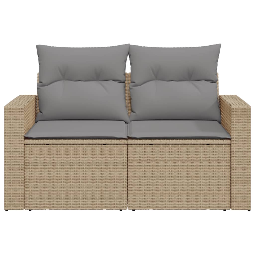 2-personers havesofa med hynder polyrattan beige