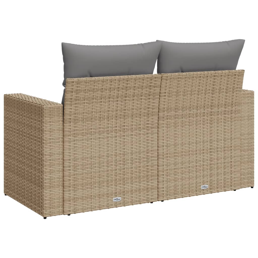 2-personers havesofa med hynder polyrattan beige