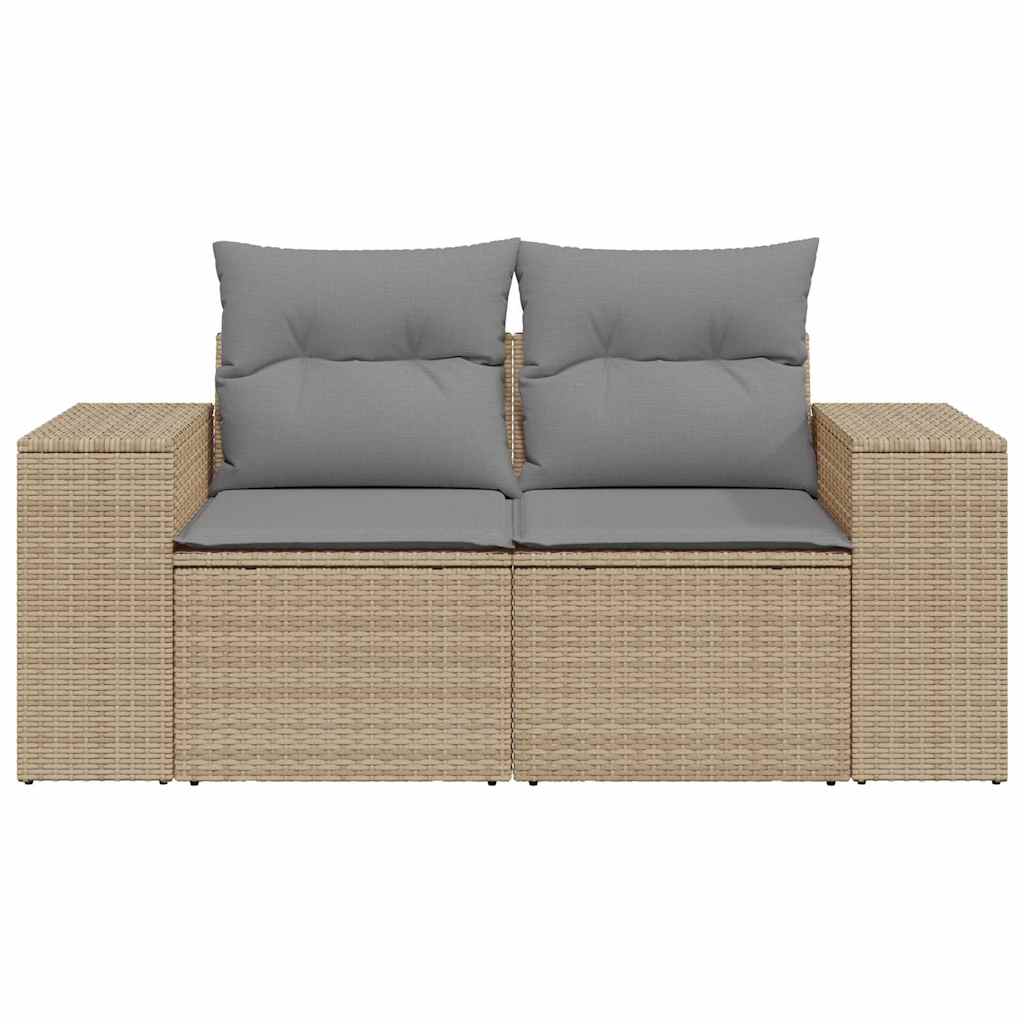 2-personers havesofa med hynder polyrattan beige