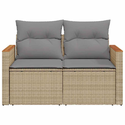2-personers havesofa med hynder polyrattan beige