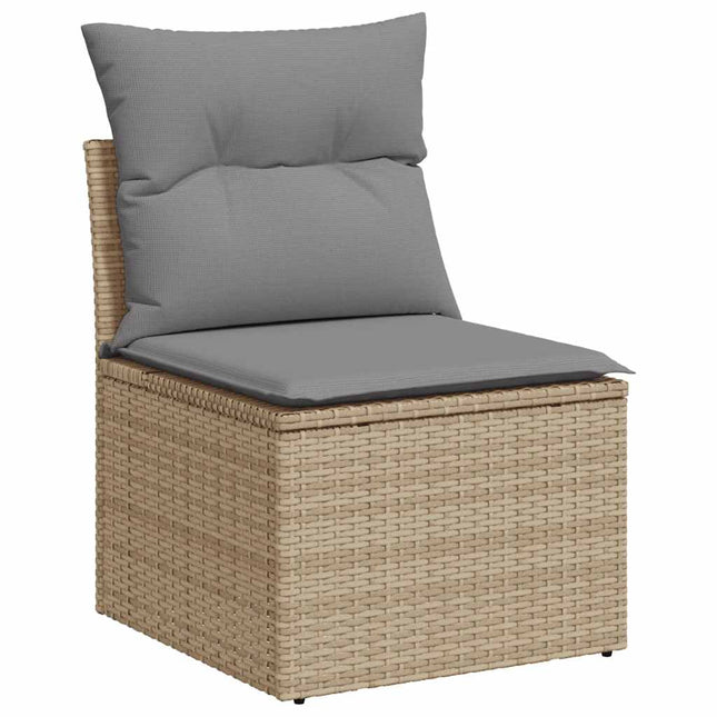 havestol med hynder uden armlæn polyrattan beige