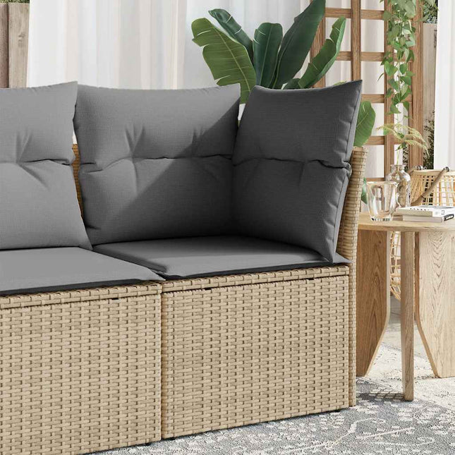 havestol med hynder uden armlæn polyrattan beige