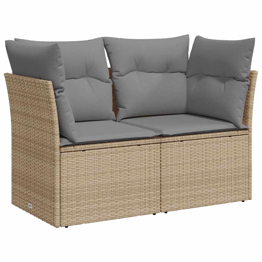 2-personers havesofa med hynder polyrattan beige