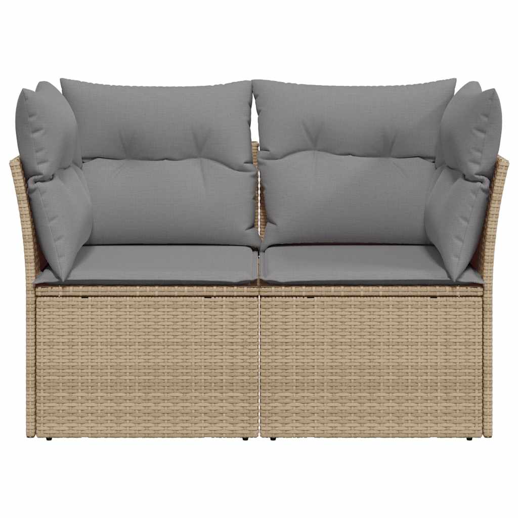 2-personers havesofa med hynder polyrattan beige