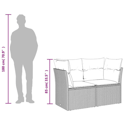 2-personers havesofa med hynder polyrattan beige