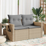2-personers havesofa med hynder polyrattan beige