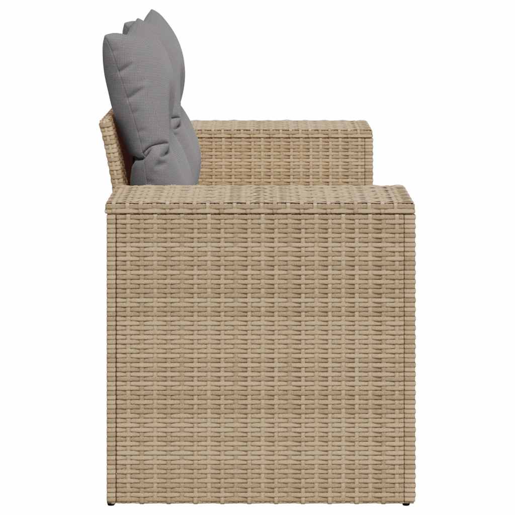2-personers havesofa med hynder polyrattan beige