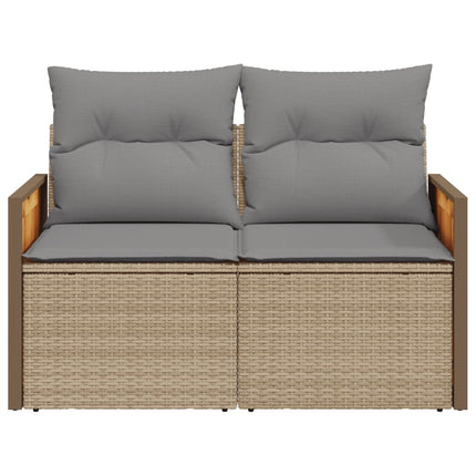 2-personers havesofa med hynder polyrattan beige