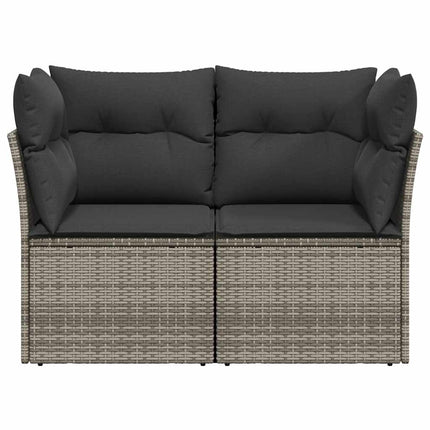 2-personers havesofa med hynder polyrattan grå