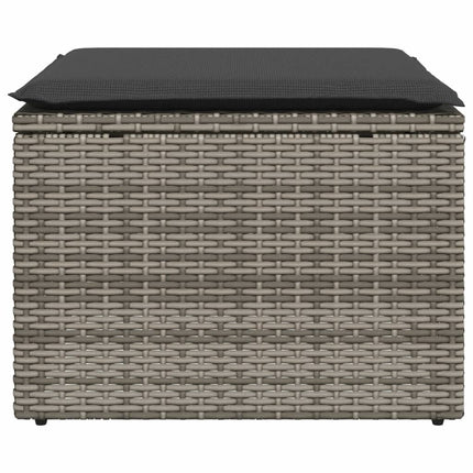 haveskammel med hynde 55x55x37 cm polyrattan grå