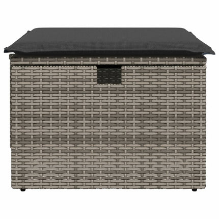 haveskammel med hynde 55x55x37 cm polyrattan grå