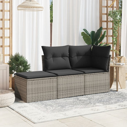 haveskammel med hynde 55x55x37 cm polyrattan grå