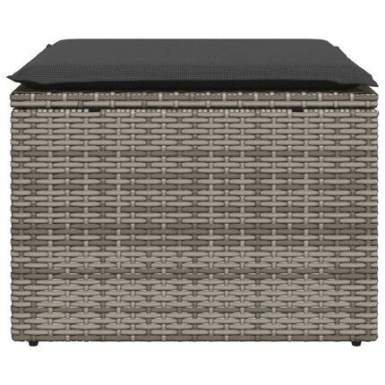 haveskammel med hynde 55x55x37 cm polyrattan grå