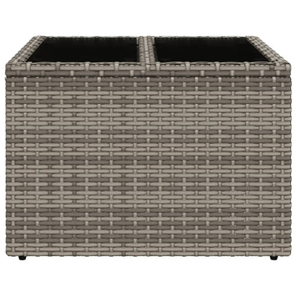 havebord med glastop 55x55x37 cm polyrattan grå
