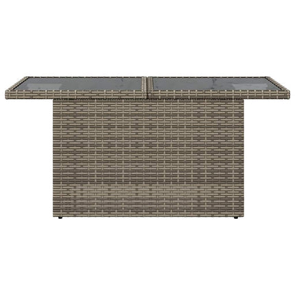 havebord med glastop 100x55x73 cm polyrattan grå