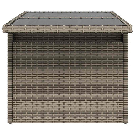 havebord med glastop 100x55x73 cm polyrattan grå