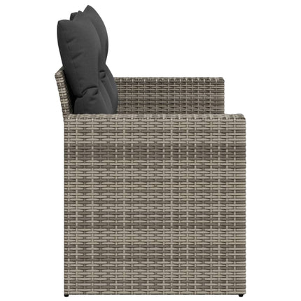 2-personers havesofa med hynder polyrattan grå