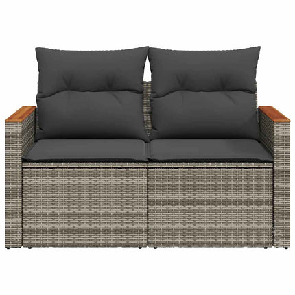 2-personers havesofa med hynder polyrattan grå