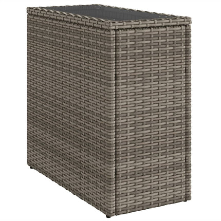 havesidebord med glastop 58x27,5x55 cm polyrattan grå
