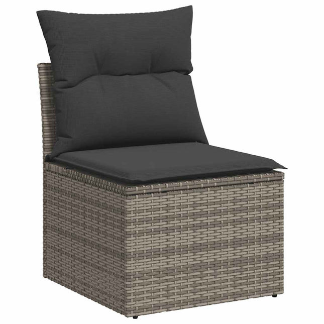 havestol med hynder uden armlæn polyrattan grå