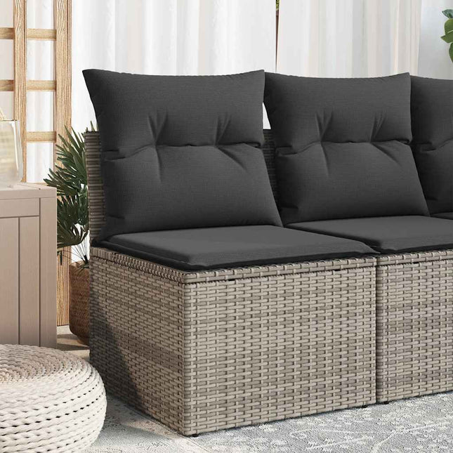 havestol med hynder uden armlæn polyrattan grå